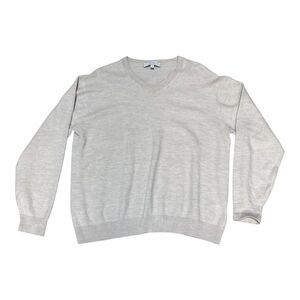 Turnbury Extra Fine Merino Wool V-Neck Sweater Mens Cream Beige Tan XL READ